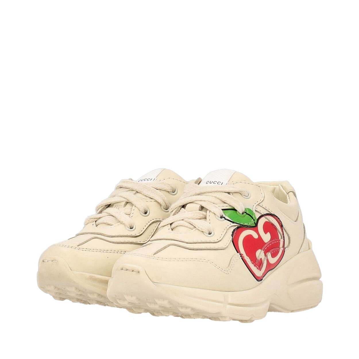 GUCCI Leather Baby Cherry Rhyton Sneakers White Luxity