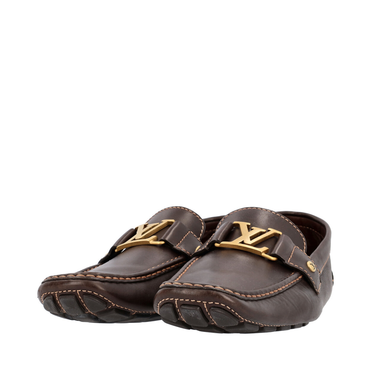 LOUIS VUITTON Leather Monte Carlo Moccasins Brown | Luxity