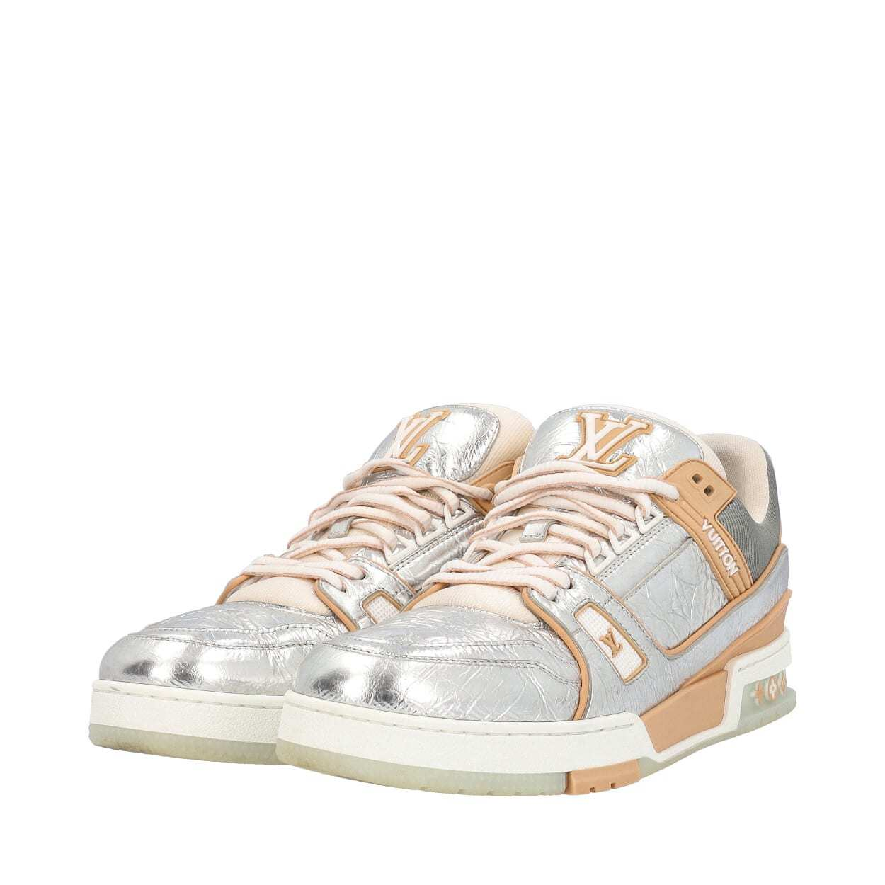 LOUIS VUITTON Tin Foil Sneakers Silver Tan Luxity