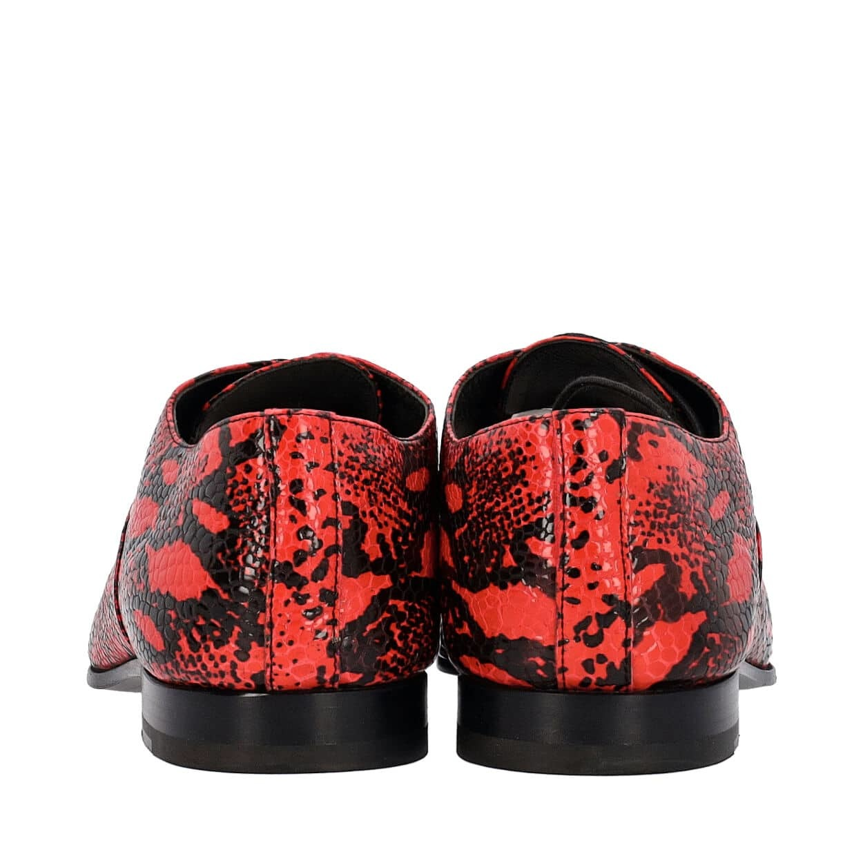 SAINT LAURENT Snakeskin Derby Shoes Red Black Luxity