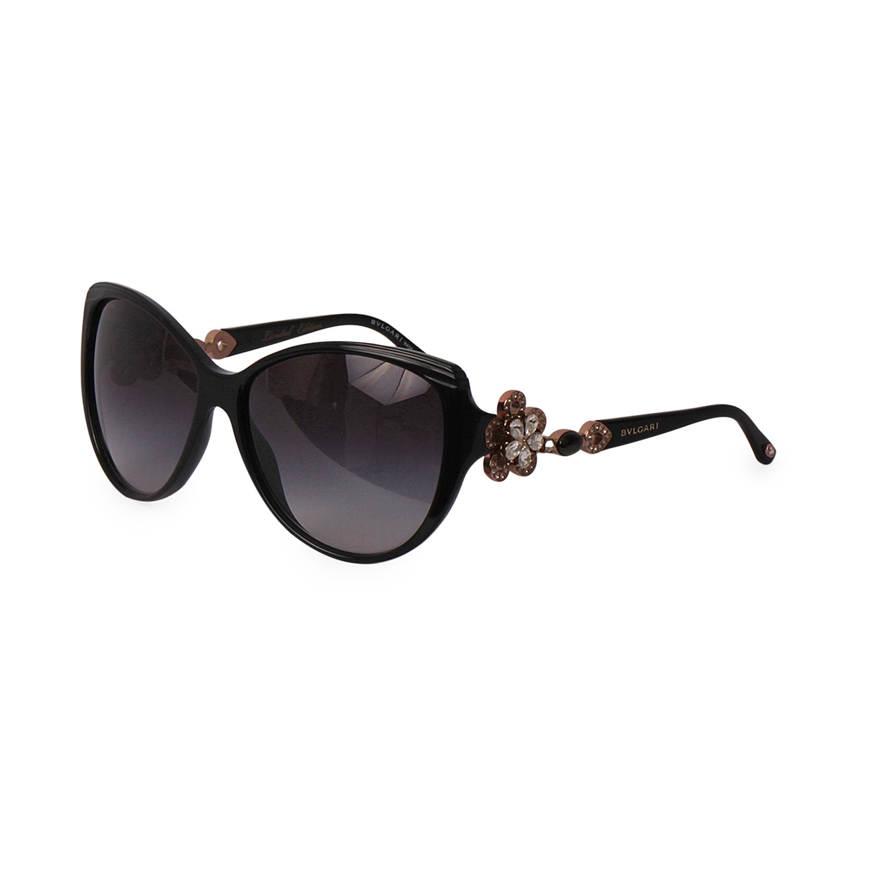 BULGARI Swarovski Crystal Flower Sunglasses 8097 B Black Luxity