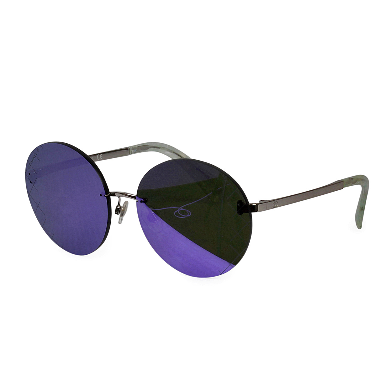 CHANEL Mirrored Round Sunglasses 4216 Purple Luxity