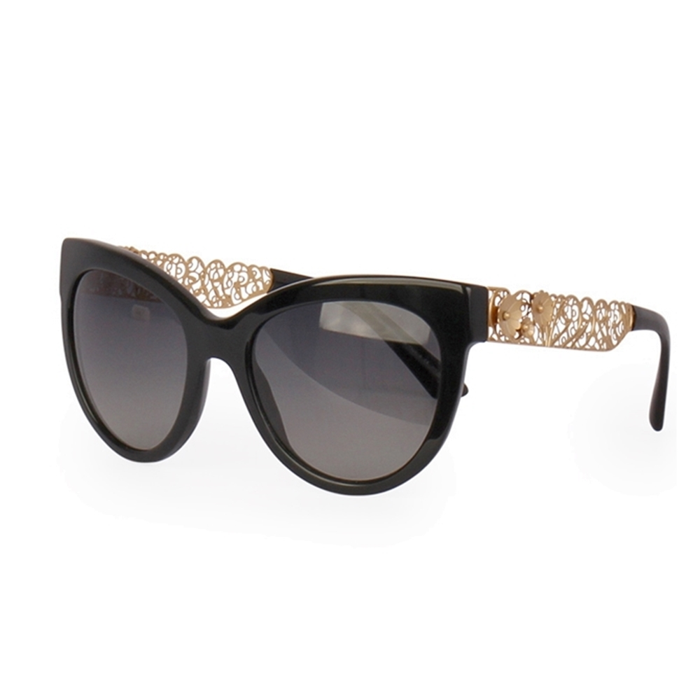 DOLCE GABBANA Gold Flower Sunglasses DG4211 Black Luxity